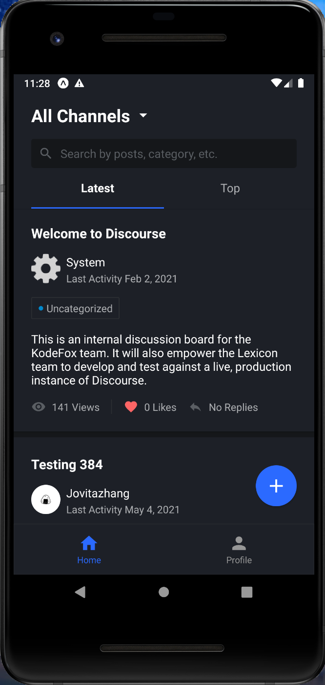 Android Lexicon Dark Mode in Home Page